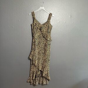 Joseph Ribkoff Vintage Zebra Print Ruffle Dress Size 6